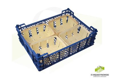 Trays in crate 40 x 30 cm, 4 x tray 18 x 14 x 6,5 cm